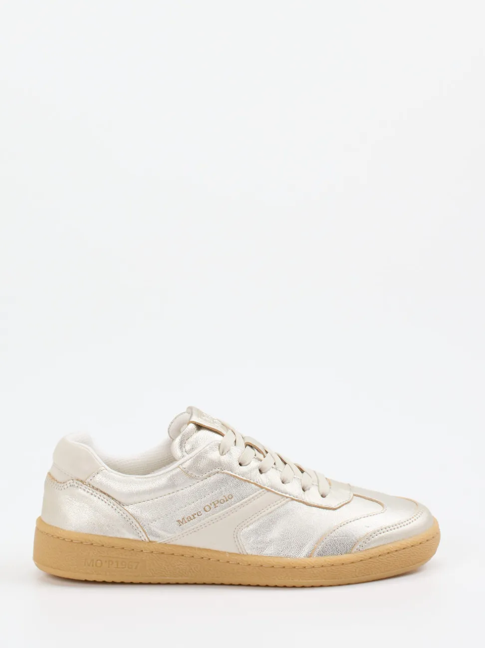 Marc O'Polo – Sneaker aus Metallicleder silberfarben