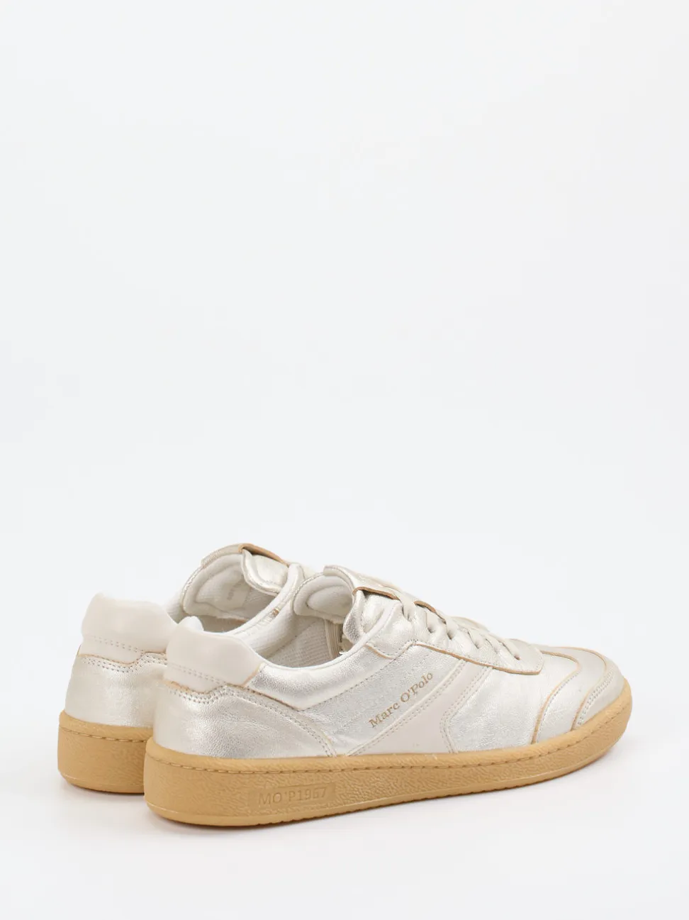 Marc O'Polo – Sneaker aus Metallicleder silberfarben