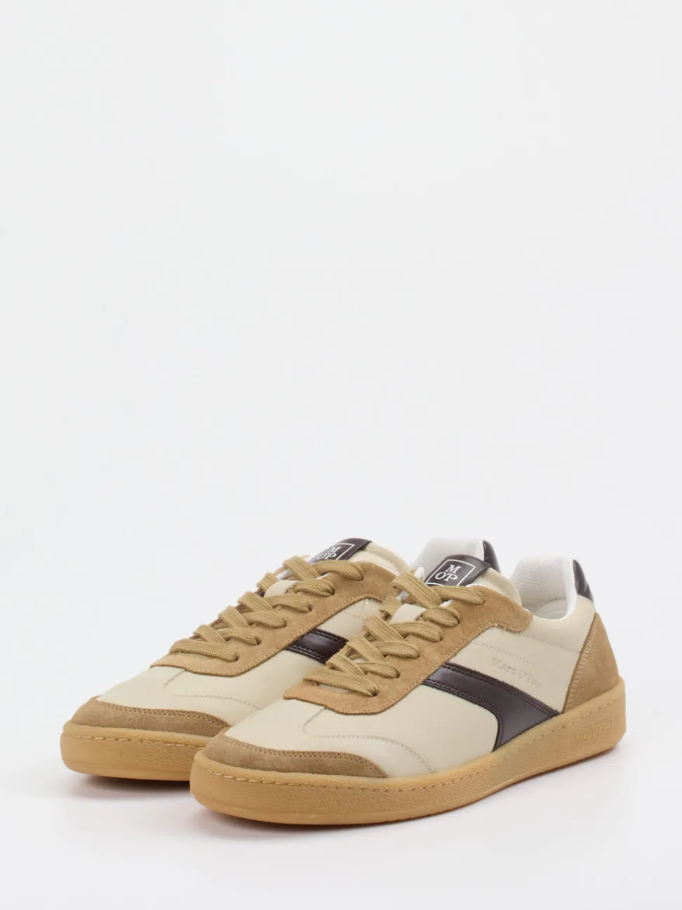 Marc O'Polo – Sneaker aus Velour/Leder in Beige