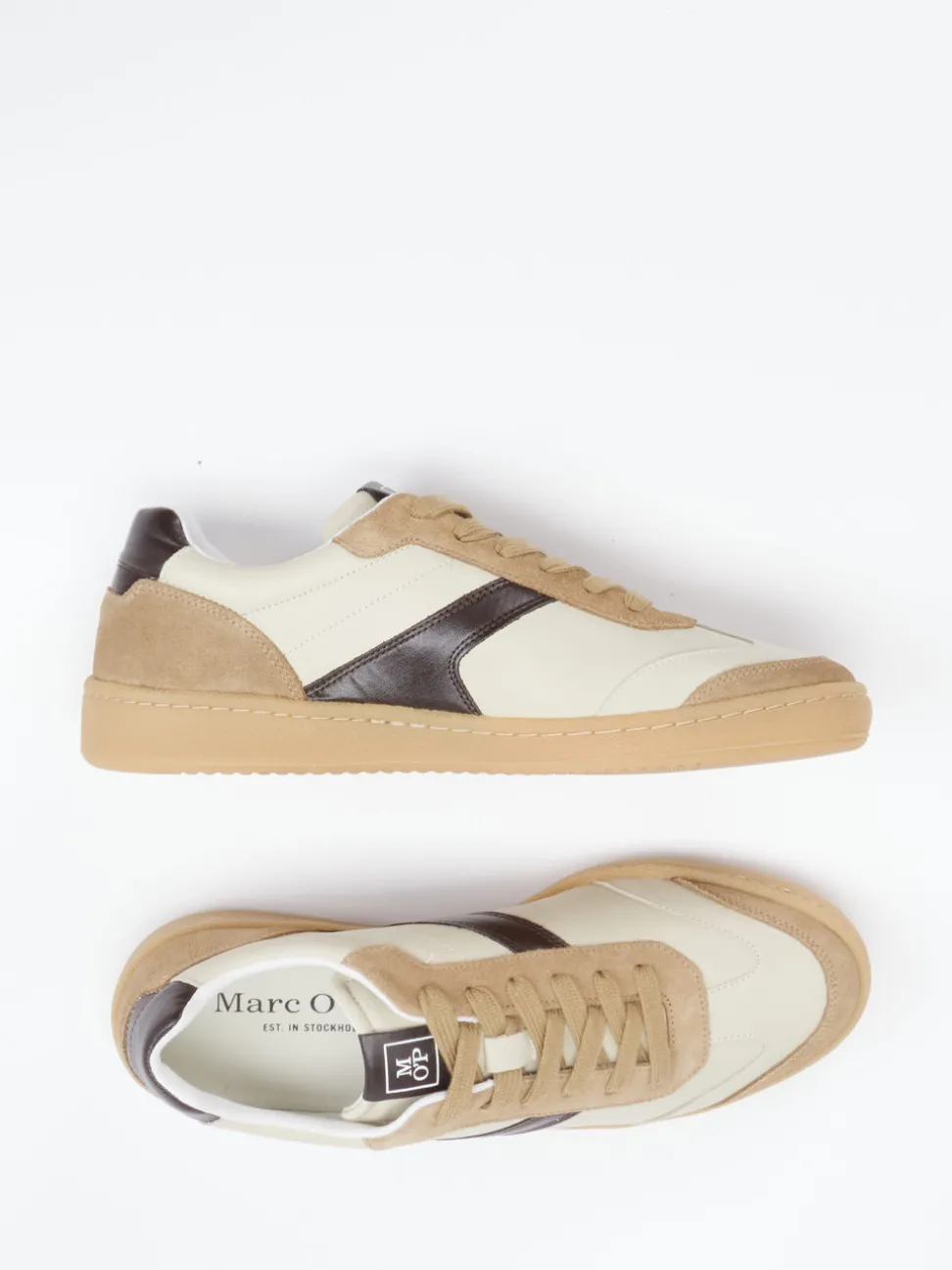 Marc O'Polo – Sneaker aus Velour/Leder in Beige