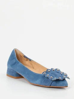 Maripé – Ballerinas aus Veloursleder in Jeansblau