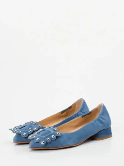 Maripé – Ballerinas aus Veloursleder in Jeansblau