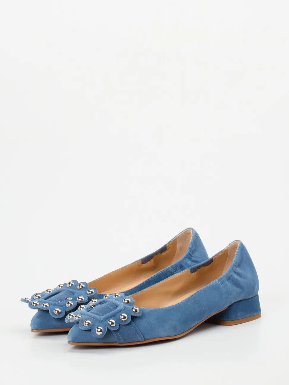 Maripé – Ballerinas aus Veloursleder in Jeansblau