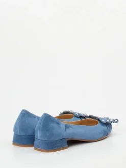 Maripé – Ballerinas aus Veloursleder in Jeansblau