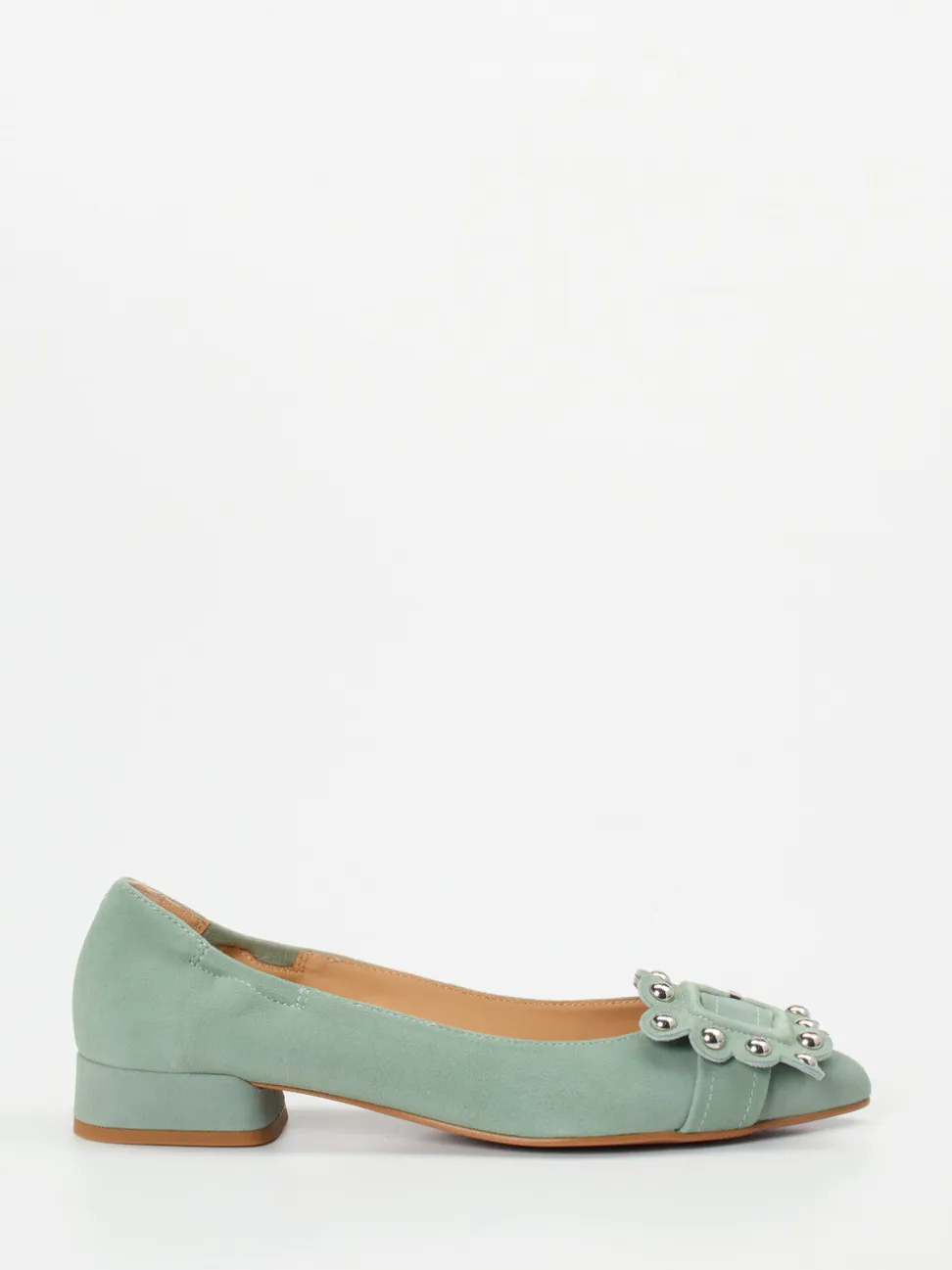 Maripé – Ballerinas aus Veloursleder Salbeigrün