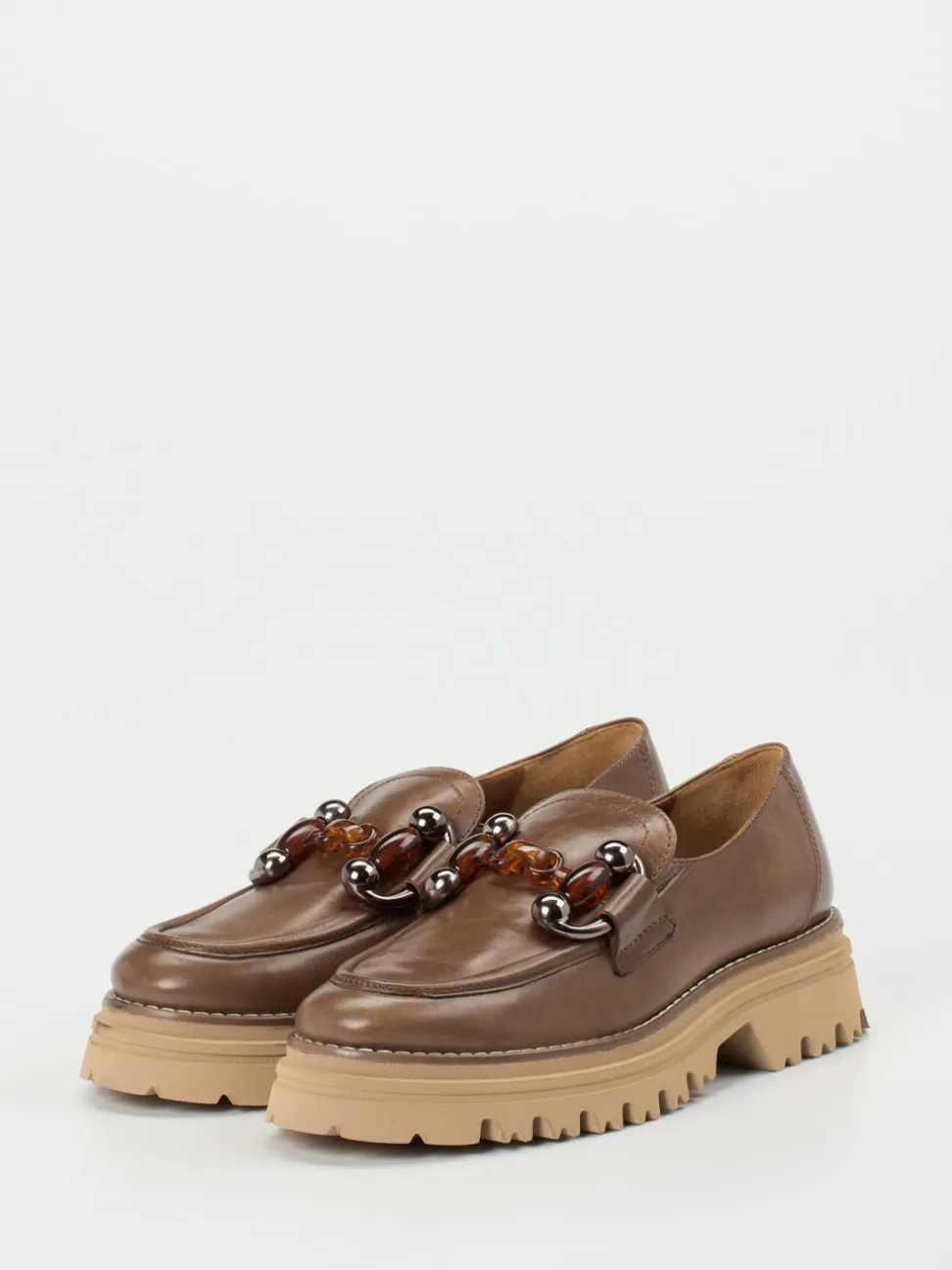 Maripé – Chunky Loafer aus Hochglanzleder Braun