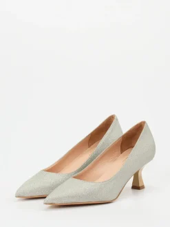 Maripé – Kitten-Heel-Pumps aus Glitzertextil silber
