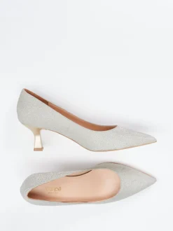 Maripé – Kitten-Heel-Pumps aus Glitzertextil silber