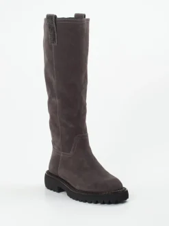 Maripé – Langschaftstiefel aus Veloursleder grau