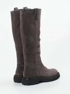 Maripé – Langschaftstiefel aus Veloursleder grau