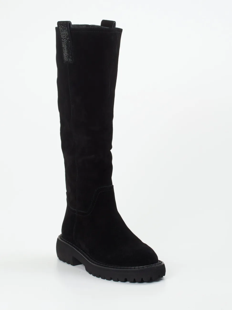 Maripé – Langschaftstiefel aus Veloursleder Schwarz