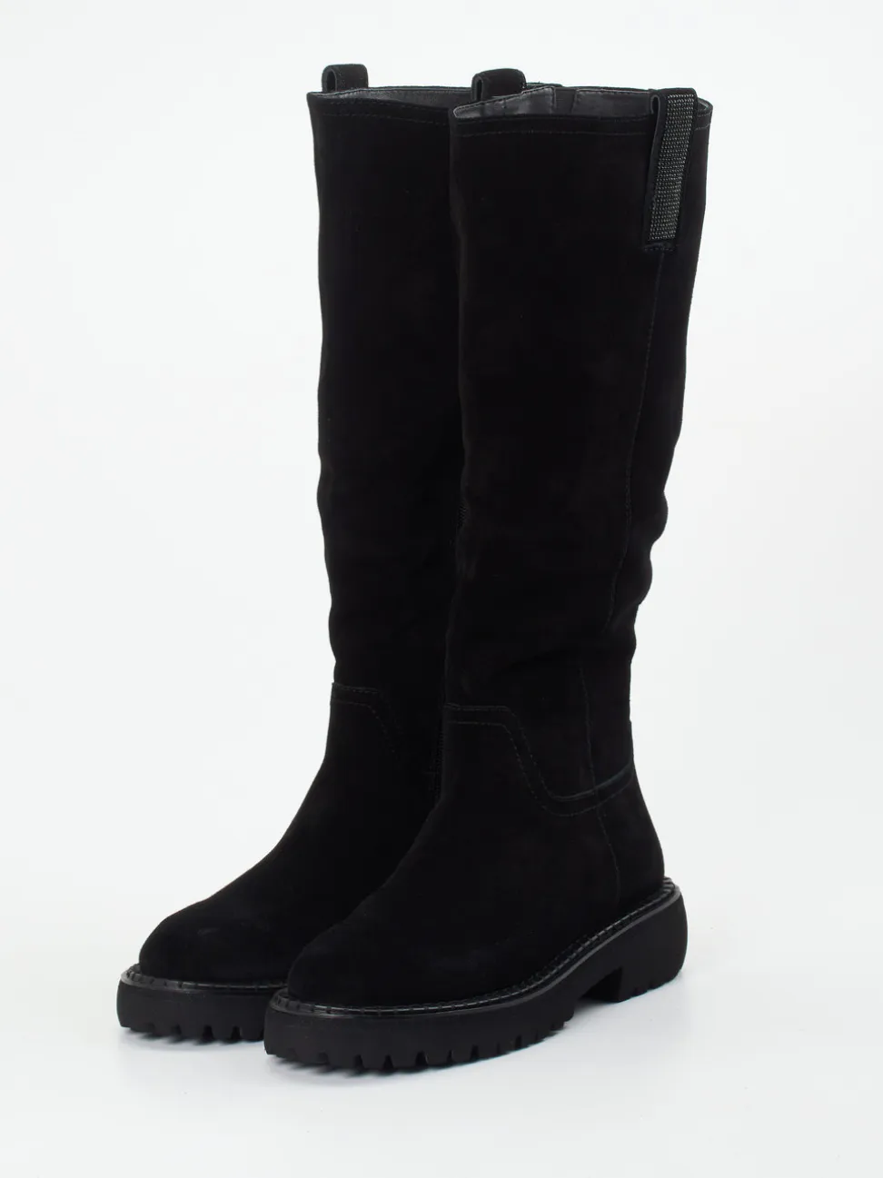 Maripé – Langschaftstiefel aus Veloursleder Schwarz