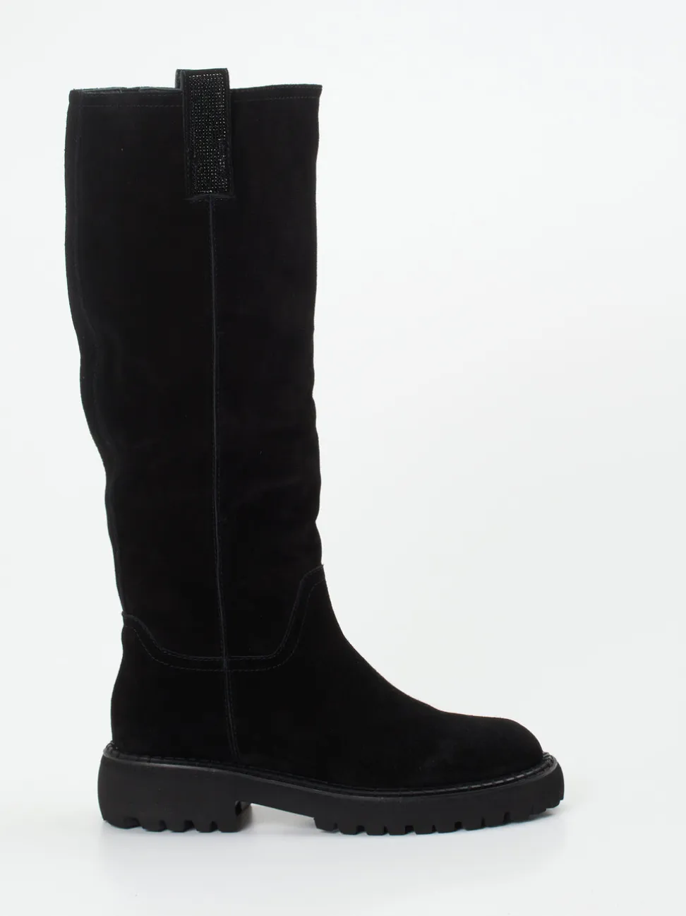 Maripé – Langschaftstiefel aus Veloursleder Schwarz