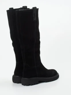 Maripé – Langschaftstiefel aus Veloursleder Schwarz
