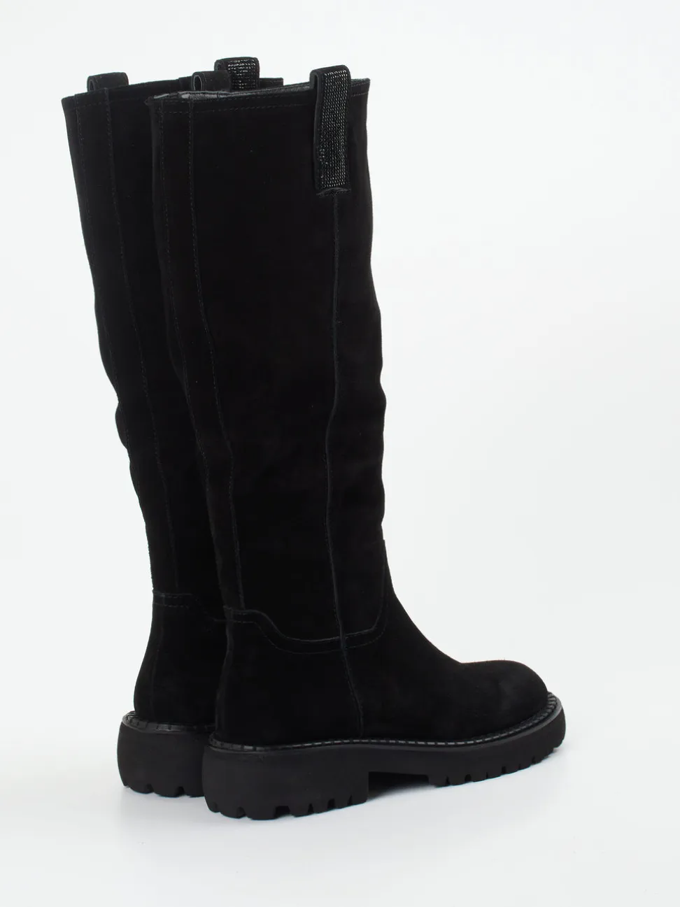 Maripé – Langschaftstiefel aus Veloursleder Schwarz