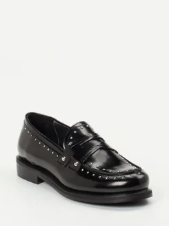 Maripé – Loafer aus Hochglanzleder schwarz mit Nieten