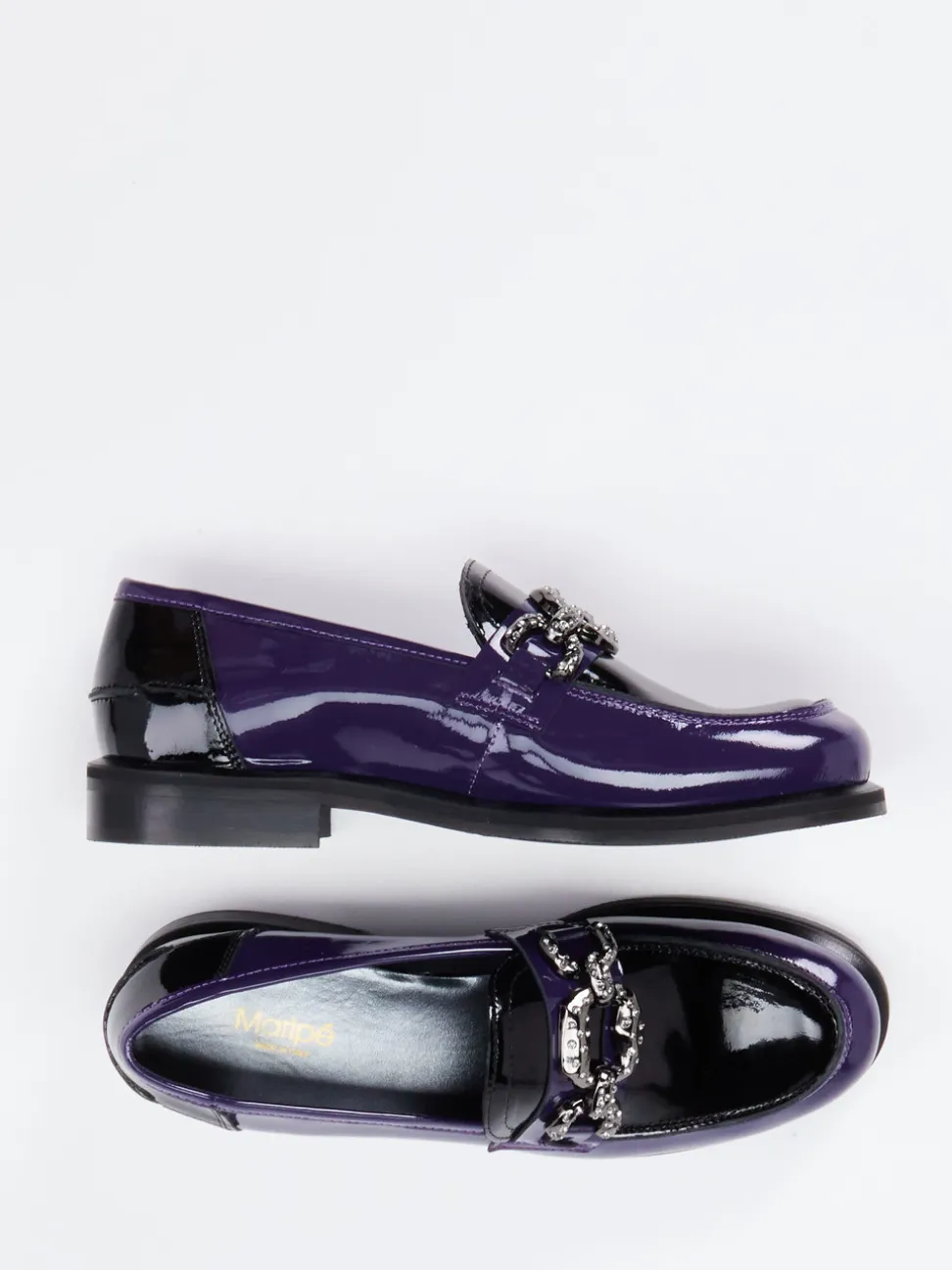 Maripé – Loafer aus Lackleder in Violett-Schwarz