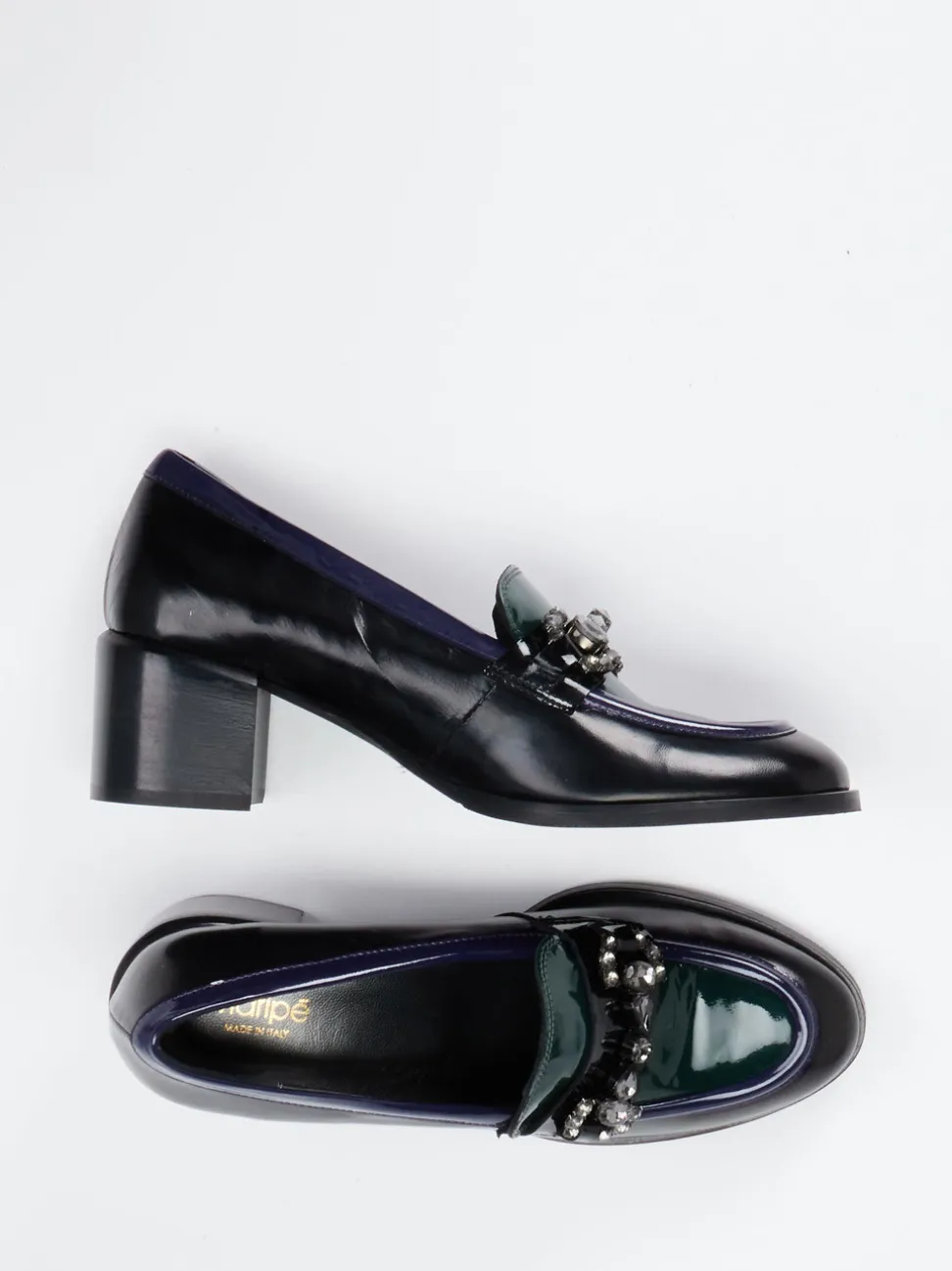 Maripé – Loafer aus Lackleder mit Steinbesatz