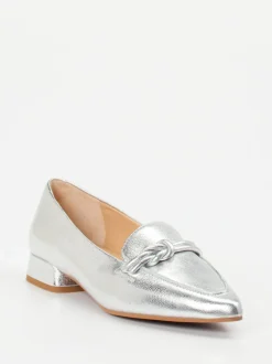 Maripé – Loafer aus Metallicleder silberfarben