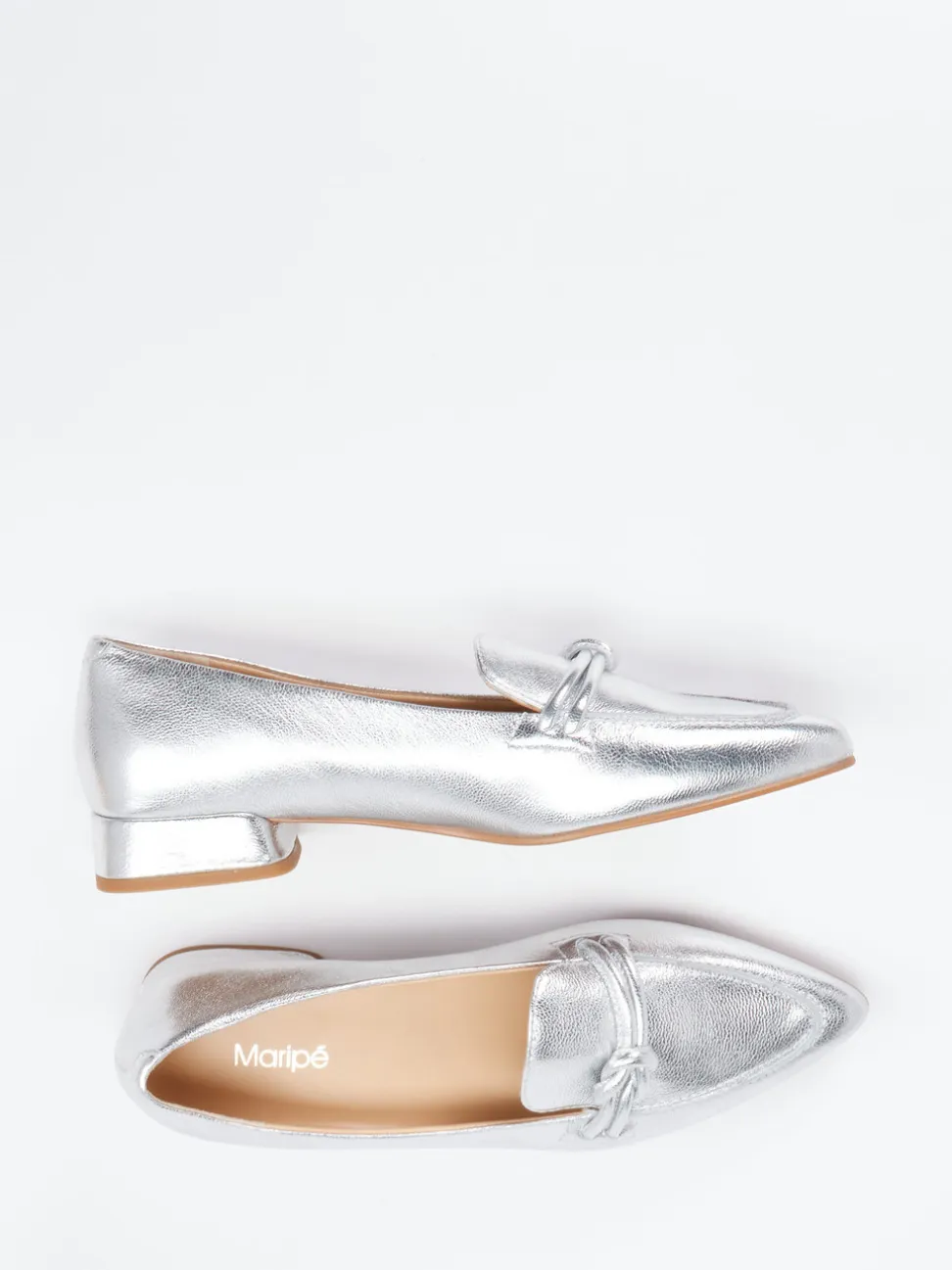 Maripé – Loafer aus Metallicleder silberfarben