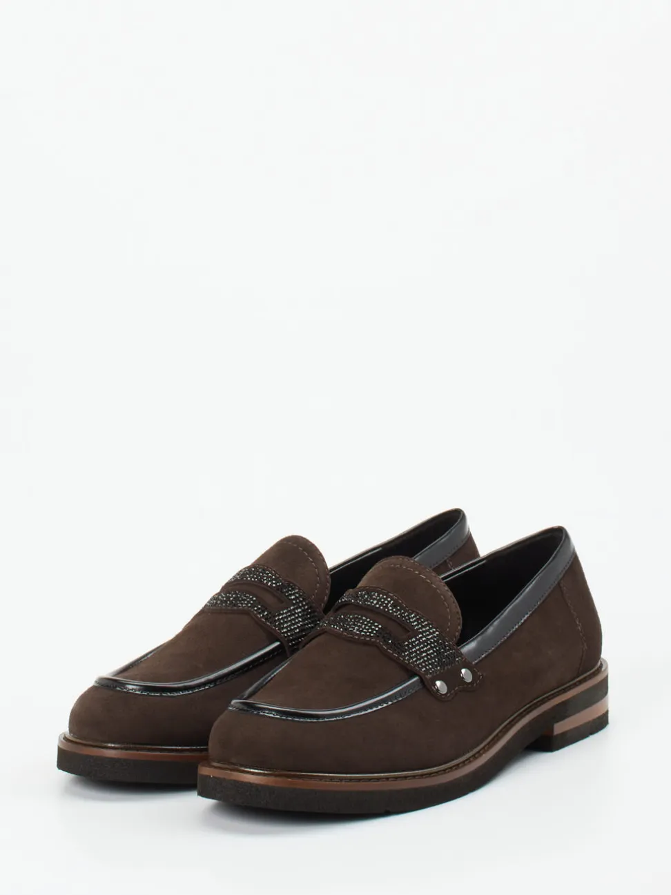 Maripé – Loafer aus Veloursleder mit Strassbesatz