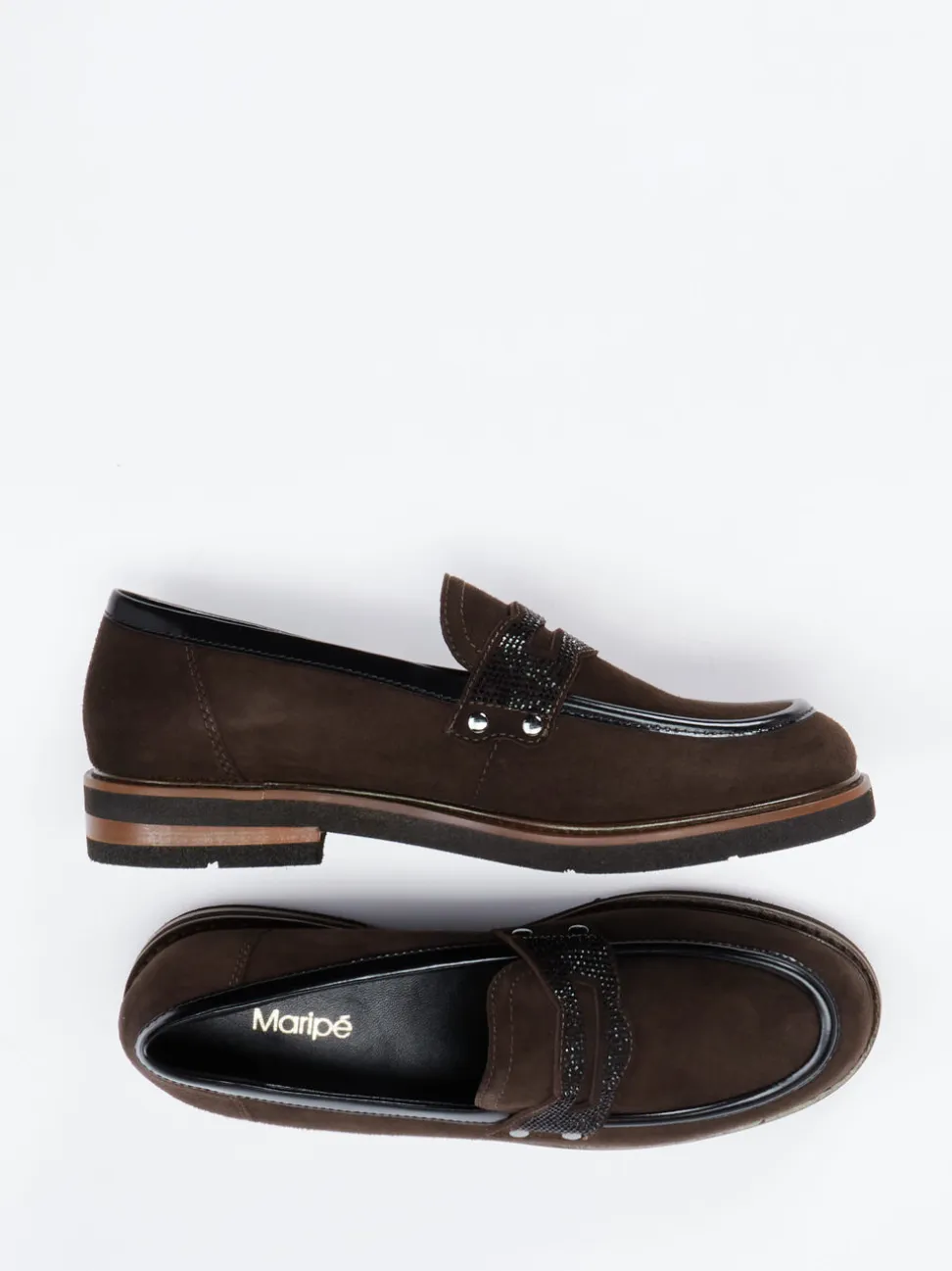 Maripé – Loafer aus Veloursleder mit Strassbesatz