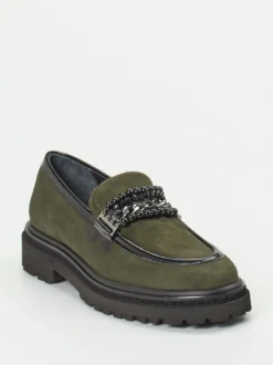 Maripé – Loafer aus Veloursleder in Olivgrün
