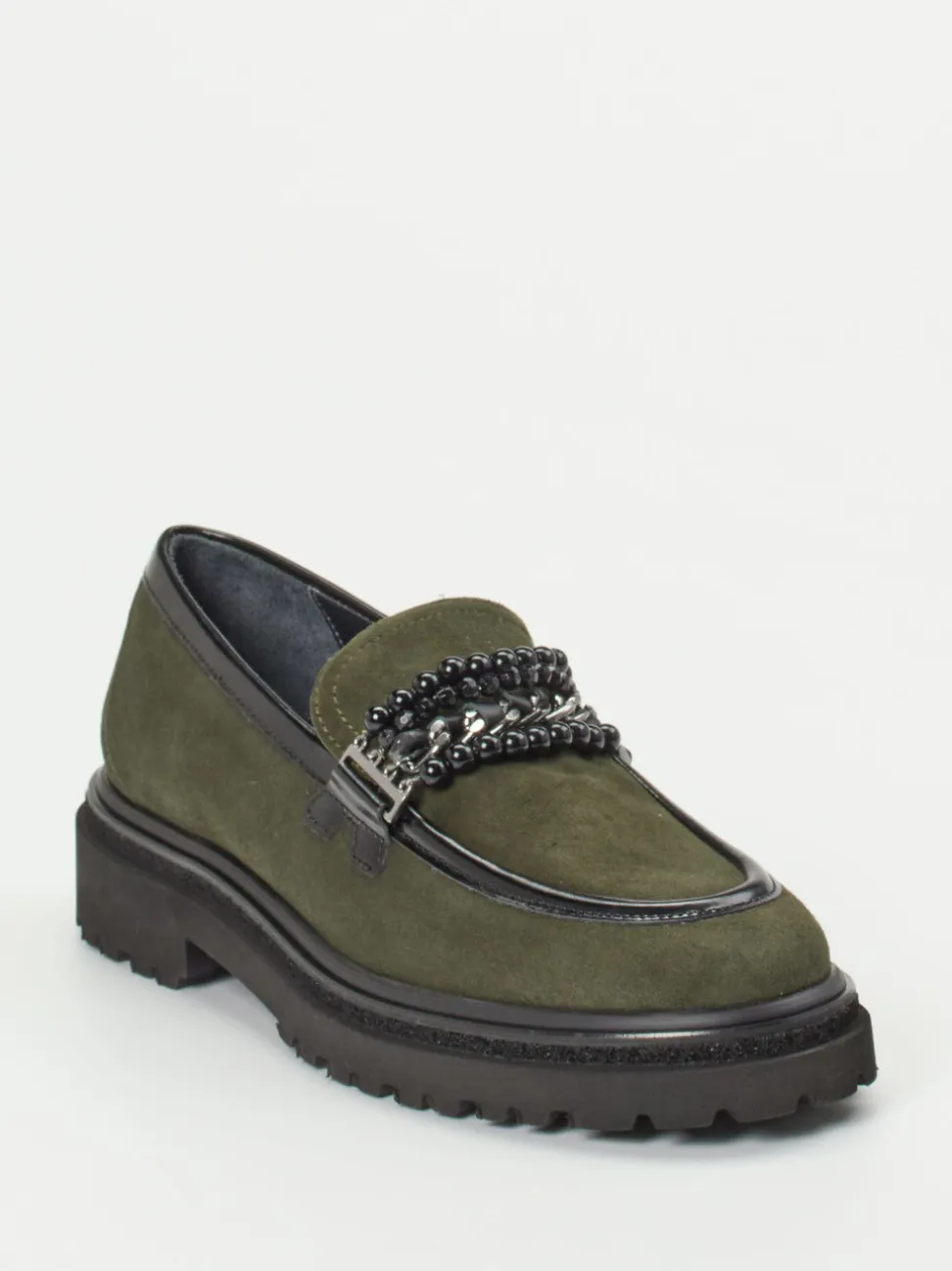 Maripé – Loafer aus Veloursleder in Olivgrün