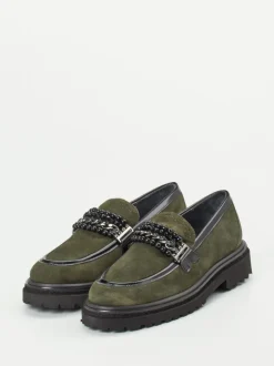 Maripé – Loafer aus Veloursleder in Olivgrün