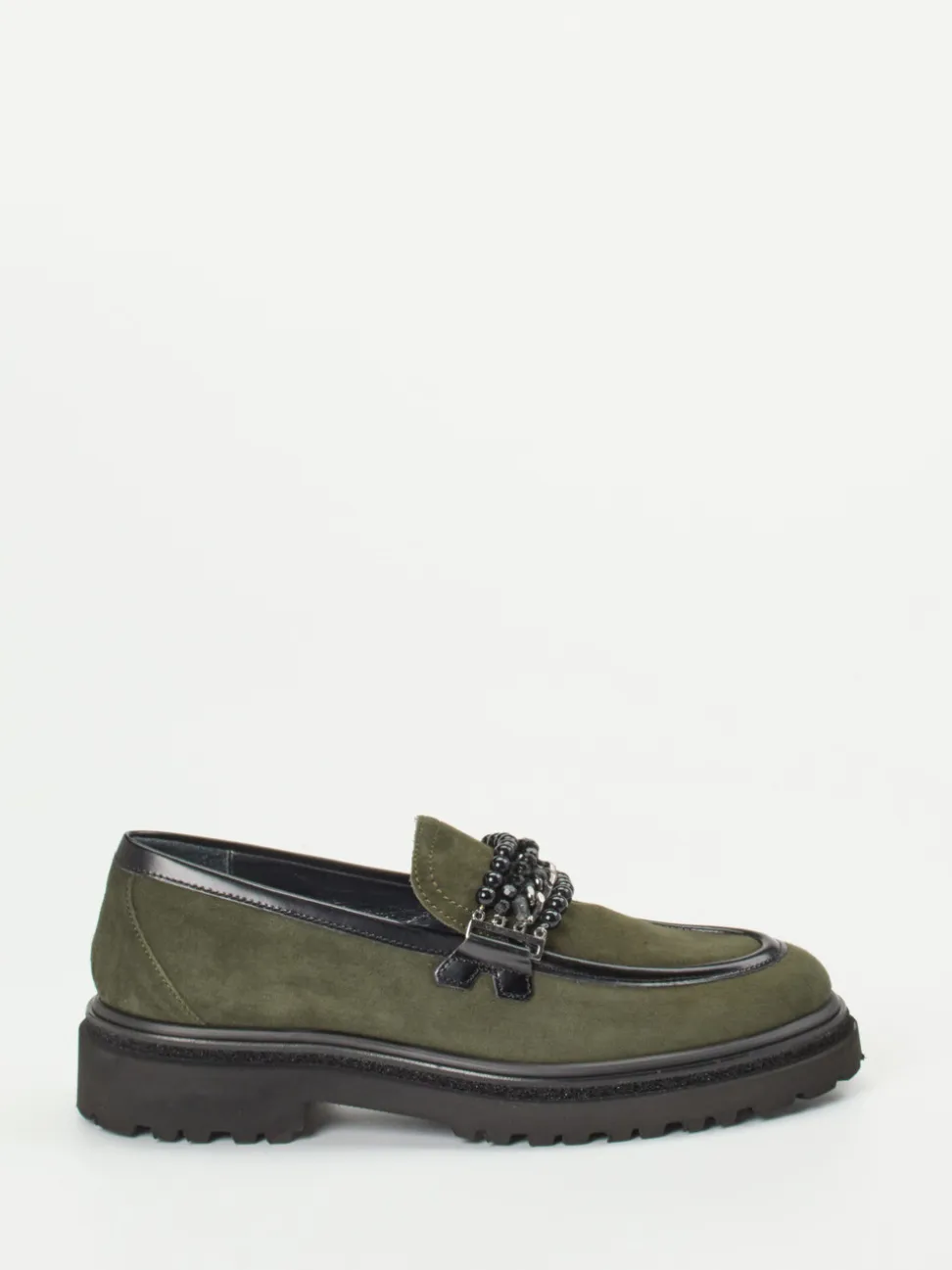 Maripé – Loafer aus Veloursleder in Olivgrün