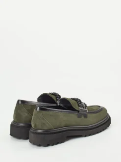 Maripé – Loafer aus Veloursleder in Olivgrün