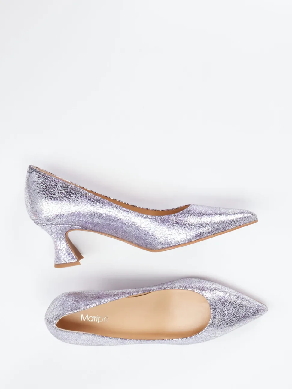 Maripé – Pumps aus Metallicleder in Craquelé-Optik