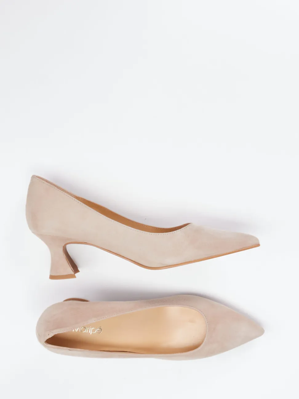 Maripé – Pumps aus Veloursleder in Beige