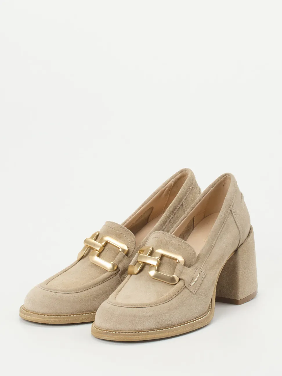 Maripé – Pumps aus Veloursleder in Beigebraun