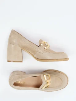 Maripé – Pumps aus Veloursleder in Beigebraun