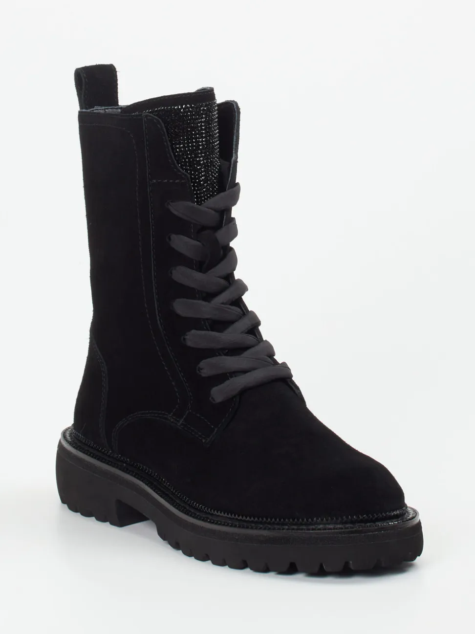 Maripé – Schnürboots aus Veloursleder Schwarz