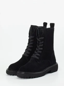 Maripé – Schnürboots aus Veloursleder Schwarz