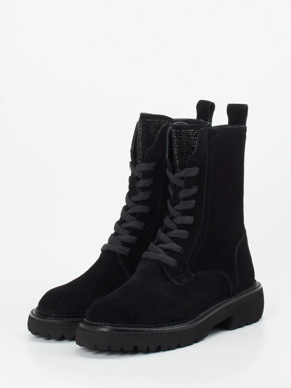 Maripé – Schnürboots aus Veloursleder Schwarz