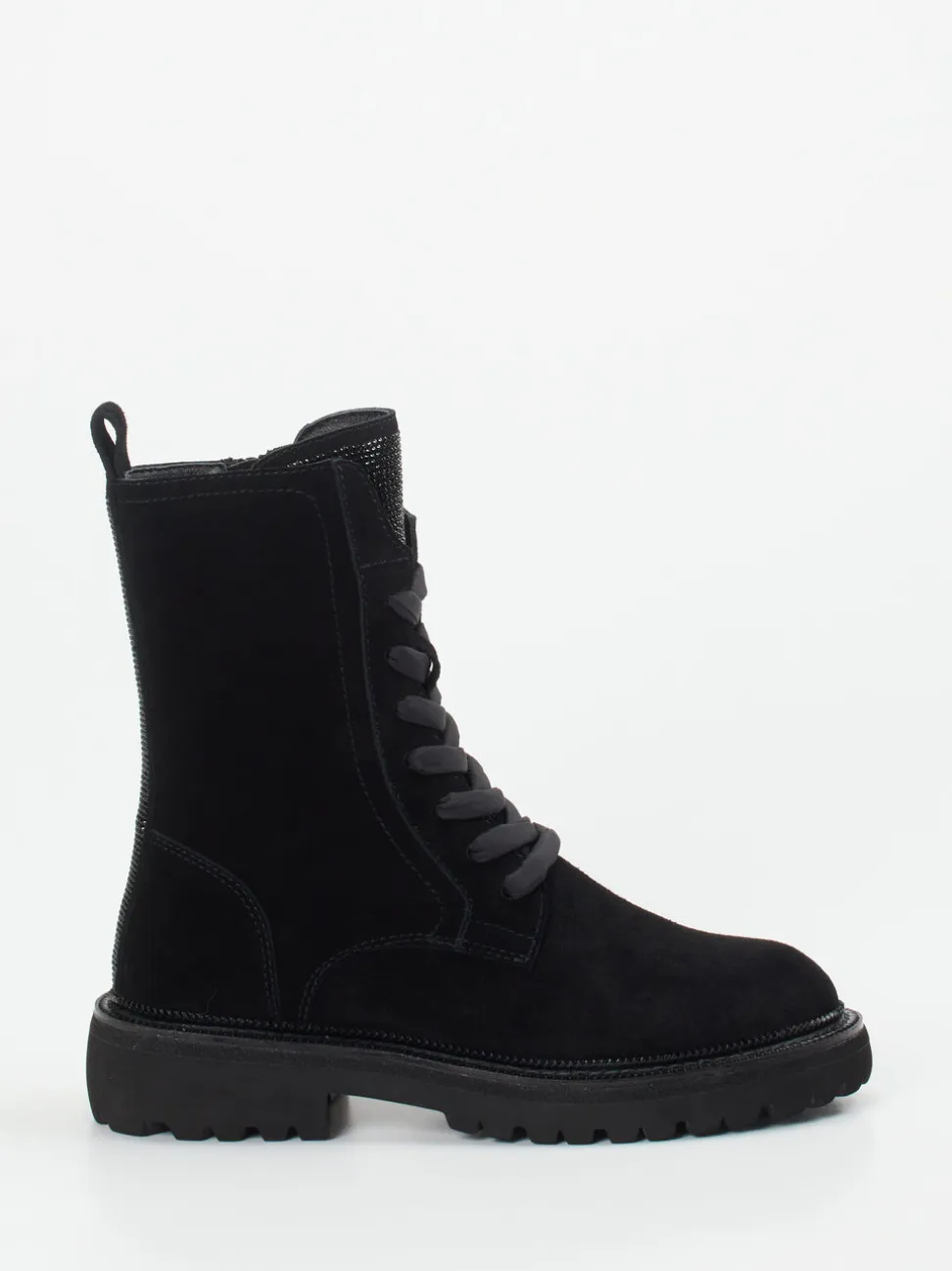 Maripé – Schnürboots aus Veloursleder Schwarz