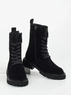 Maripé – Schnürboots aus Veloursleder Schwarz