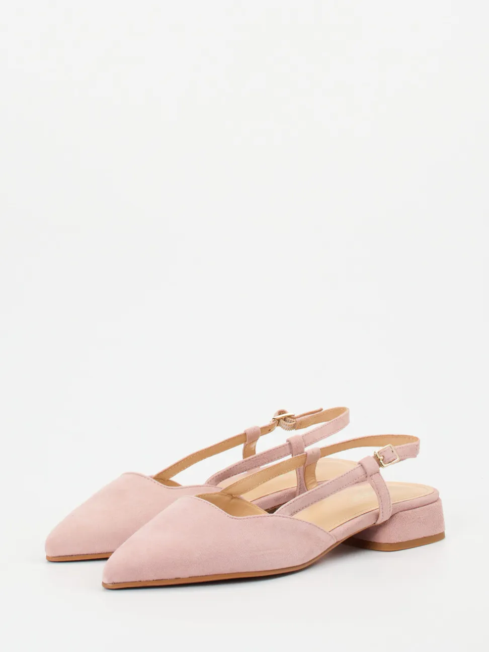Maripé – Slingback-Ballerinas aus Veloursleder rosa