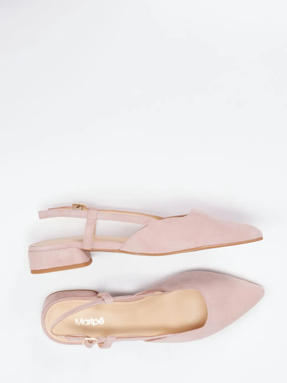 Maripé – Slingback-Ballerinas aus Veloursleder rosa