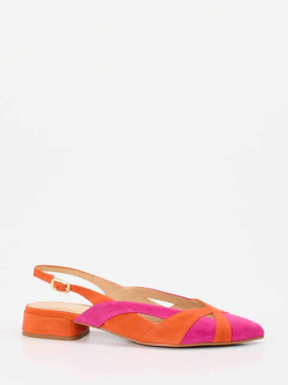 Maripé – Slingback-Ballerinas aus Veloursleder pink-orange