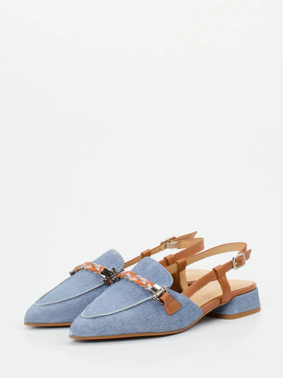 Maripé – Slingback-Loafer aus Veloursleder jeansblau