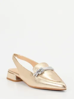 Maripé – Slingback-Loafer aus Metallicleder goldfarben