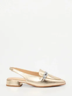 Maripé – Slingback-Loafer aus Metallicleder goldfarben