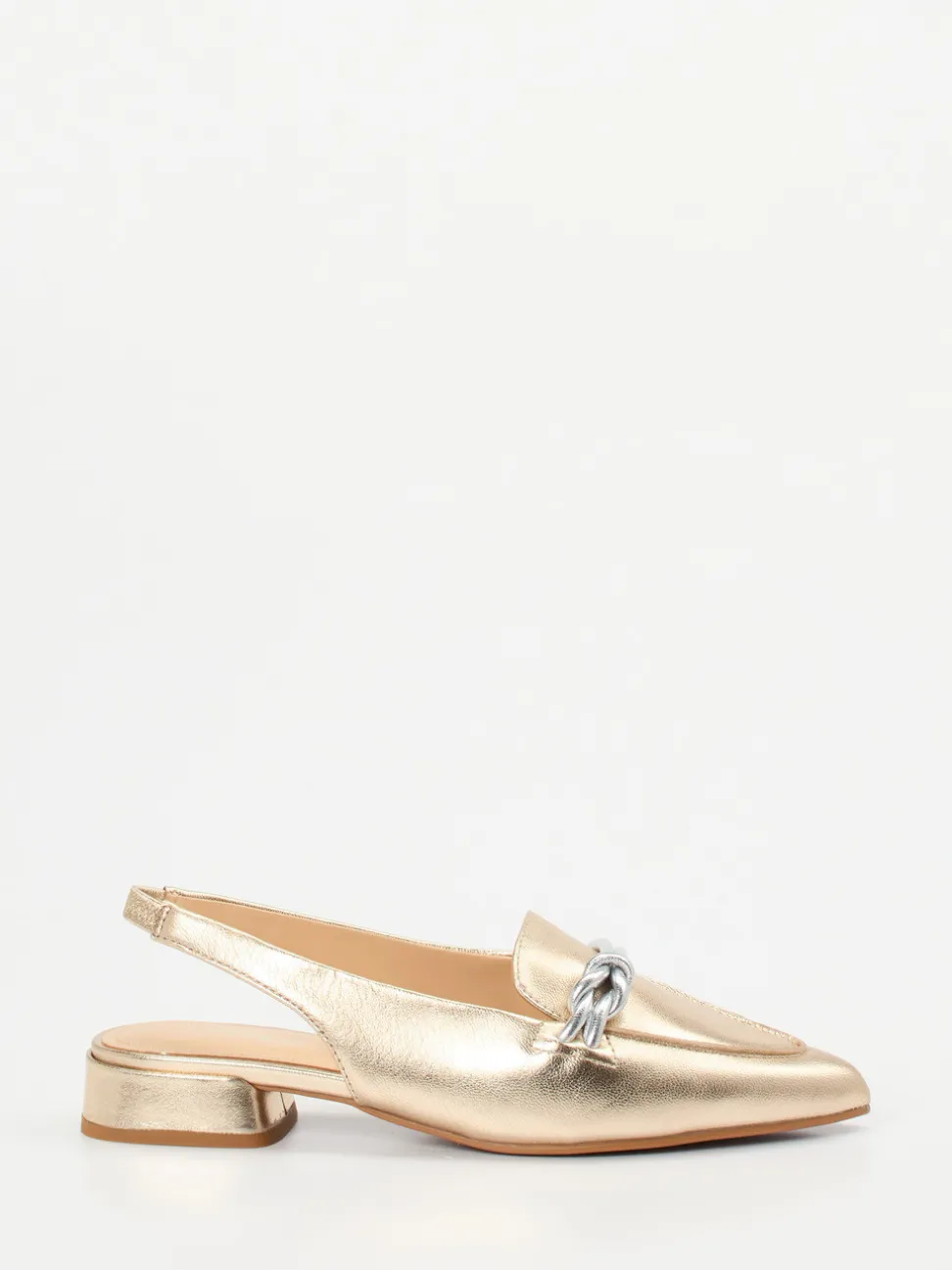 Maripé – Slingback-Loafer aus Metallicleder goldfarben