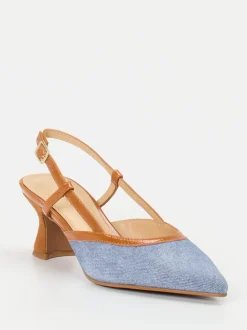 Maripé – Slingback-Pumps aus Veloursleder Denim