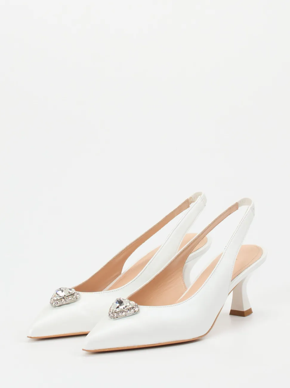 Maripé – Slingback-Pumps aus Lammleder weiß