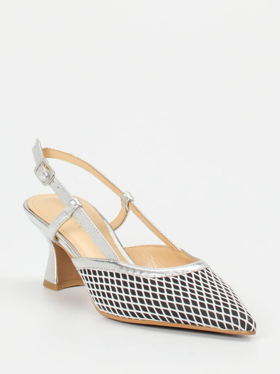 Maripé – Slingback-Pumps aus Textil in Silber